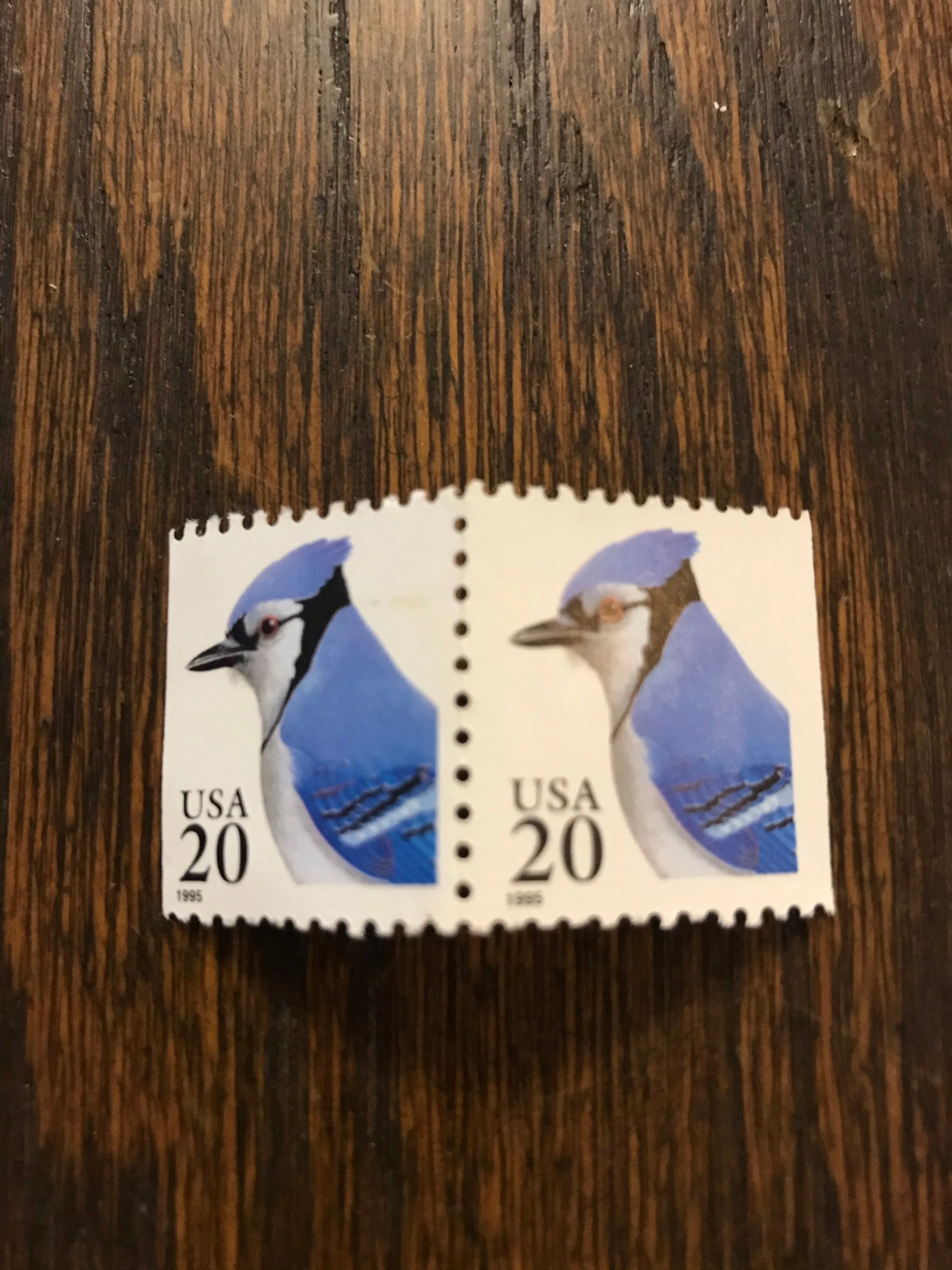 €€ Vintage COLLECTIBLE Stamp 1996 USA BlueJay Blue Jay 20 Cent Scott #2483 Set/2 Retired
