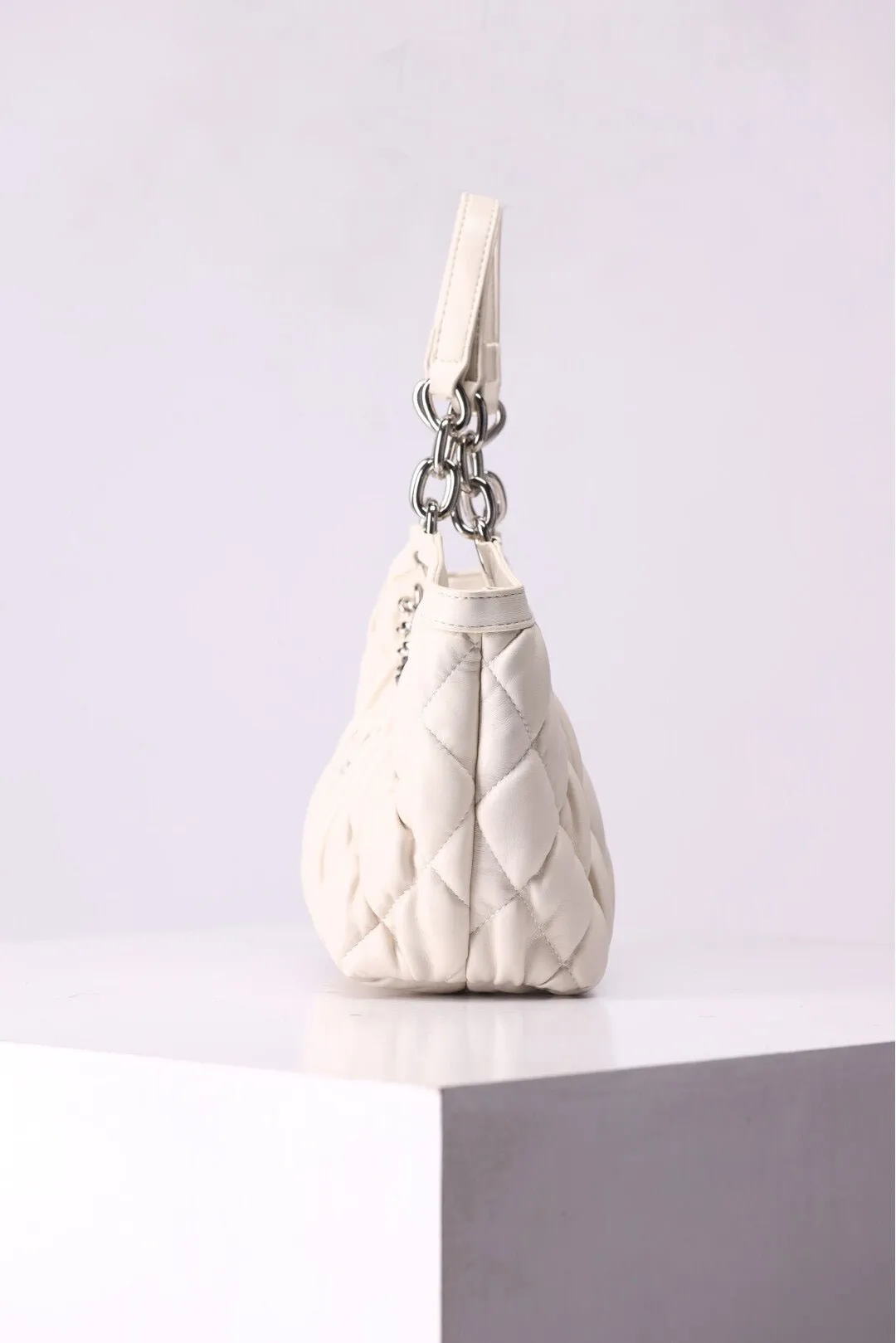 1 Piece Rhombus Pleated Premium Leather Tote Bag