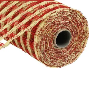 10" Beige Red Poly Burlap Check Mesh RP8122F6