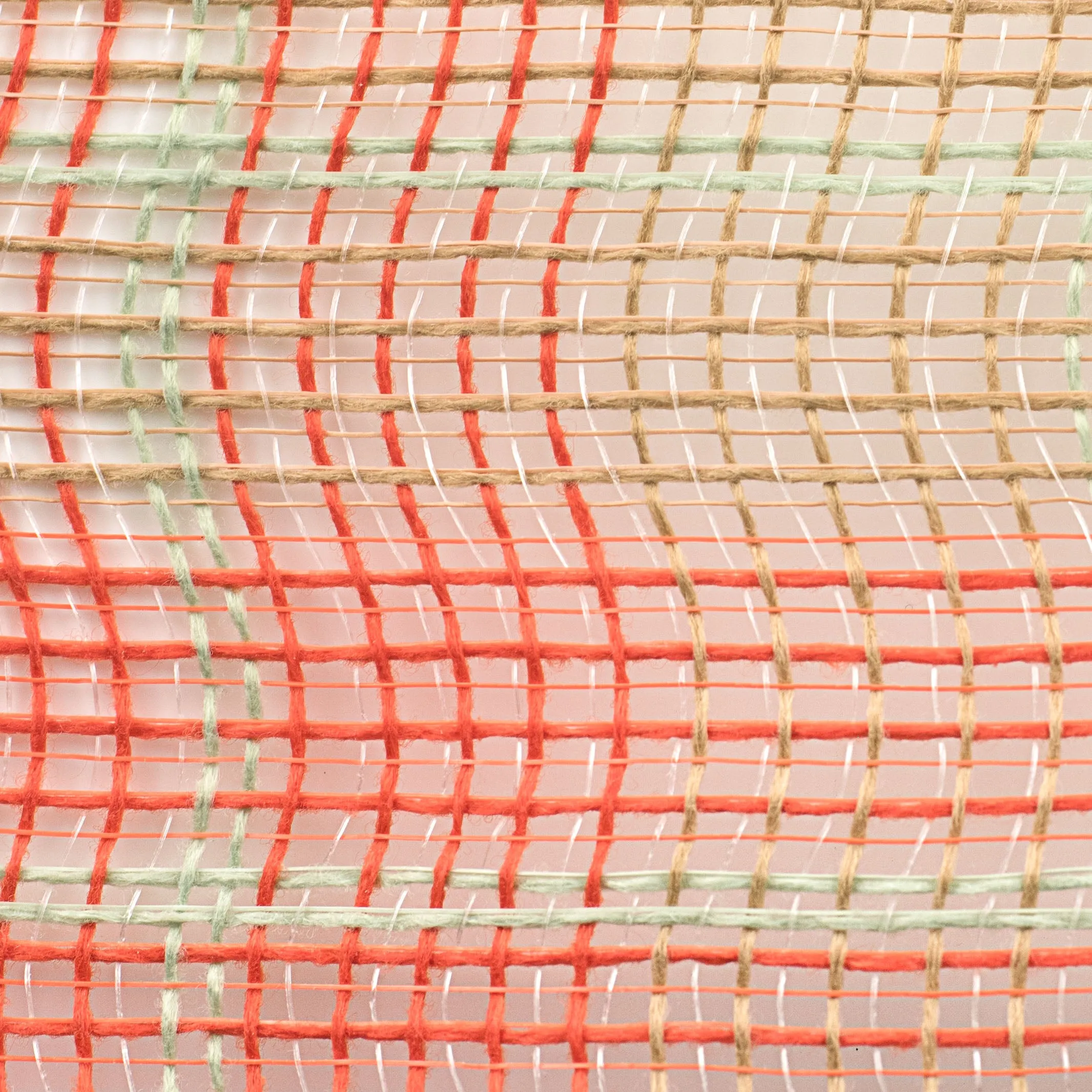 10" Faux Jute & Large Plaid Mesh: Orange, Natural, Sage