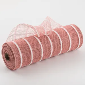 10" Fuzzy Stripe Mesh: Coral