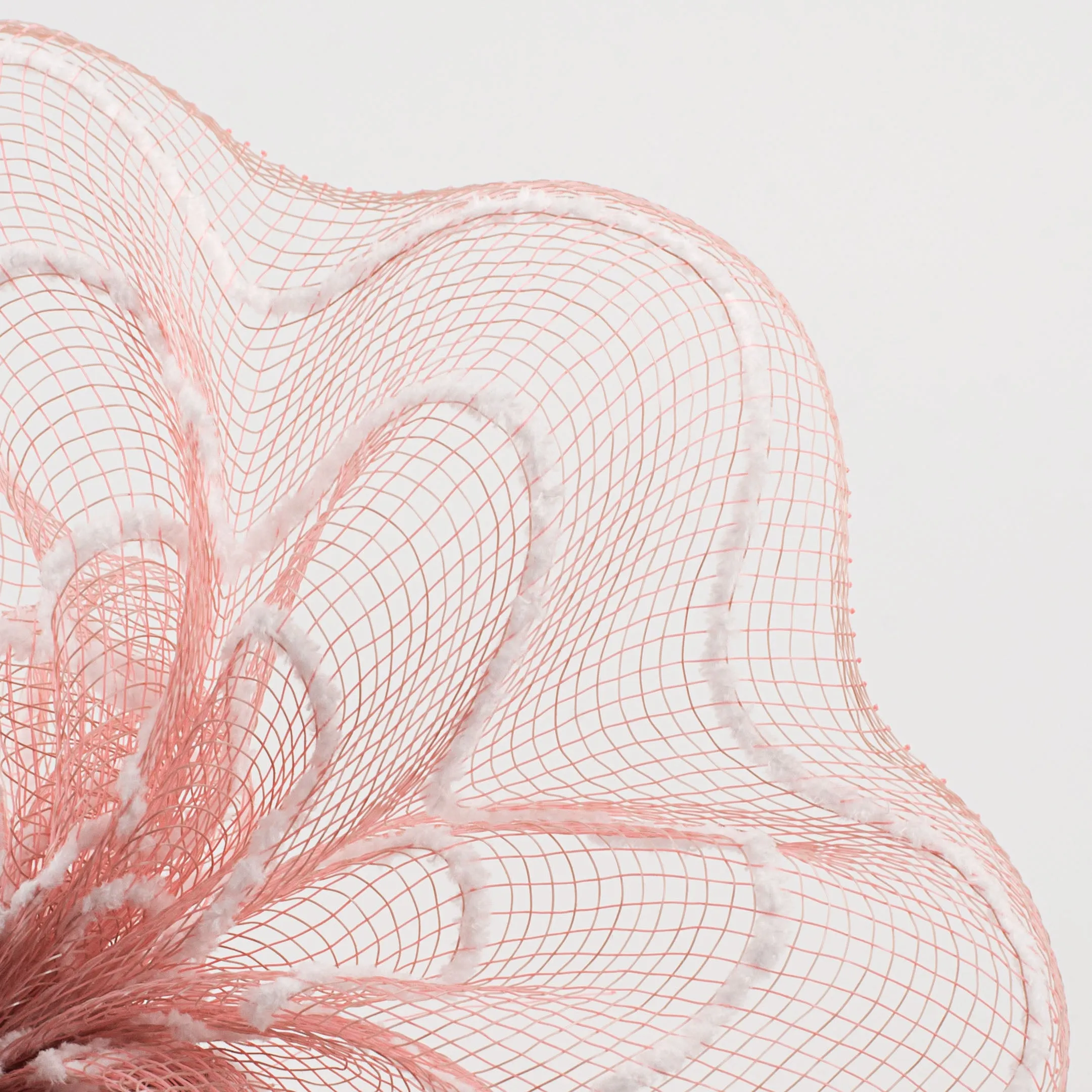 10" Fuzzy Stripe Mesh: Coral