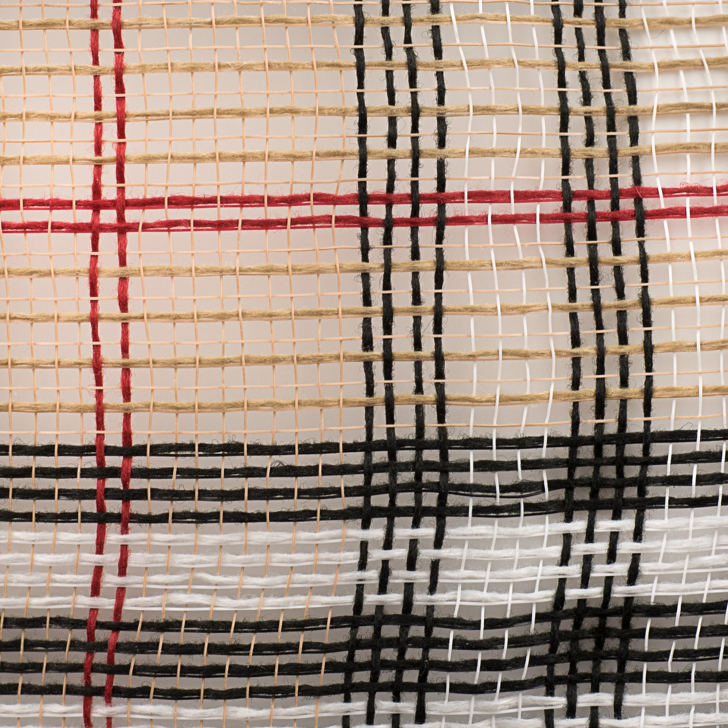 10" Jute Luxury Plaid Mesh: Tan, Black, White, Red