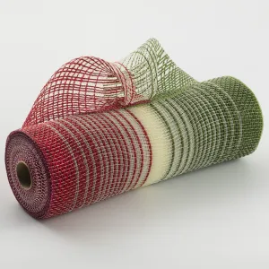 10" Jute Ombré Deco Mesh: Red, Cream & Moss