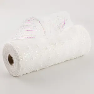 10" Metallic Snowball Deco Mesh: White Iridescent (10 Yards)