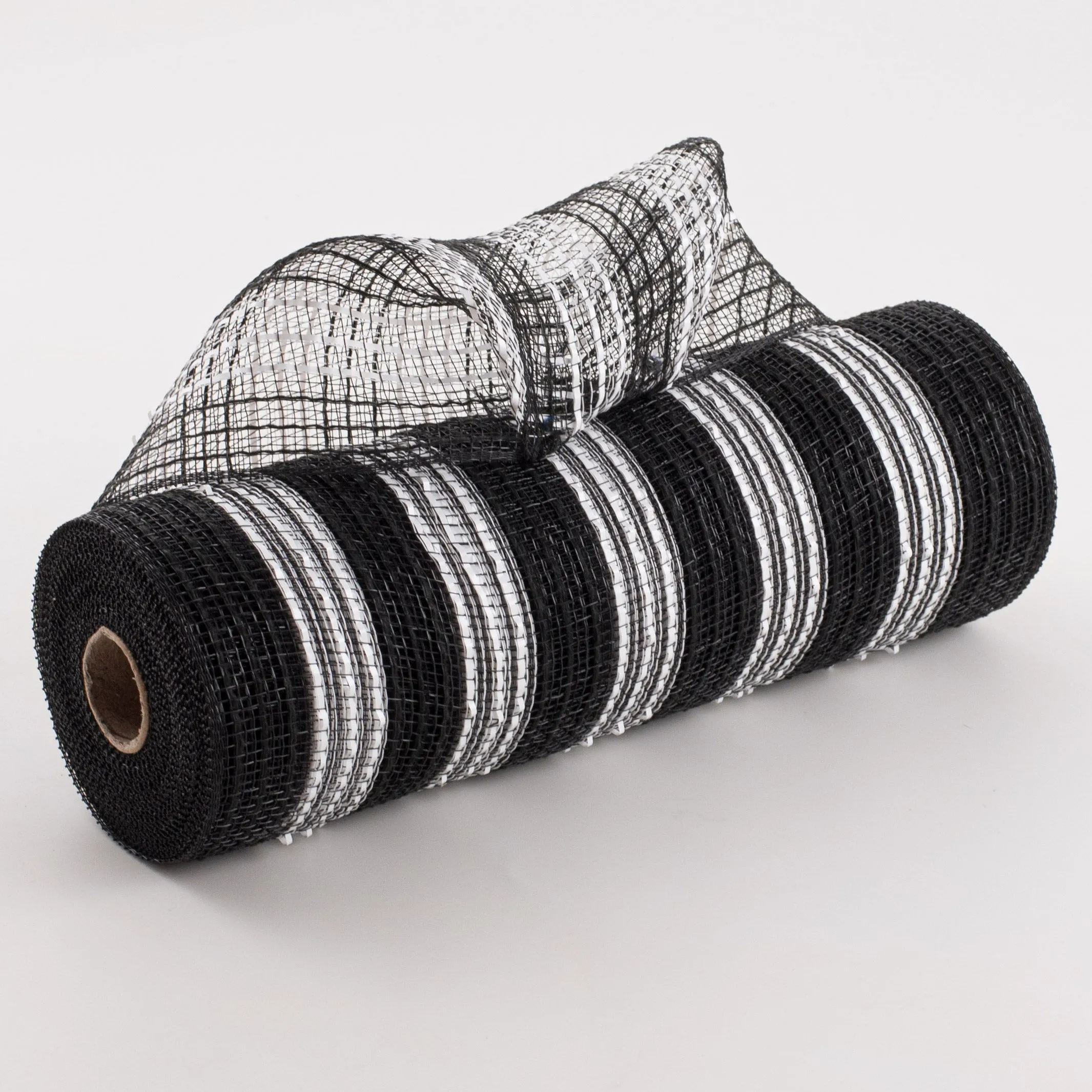 10" Metallic Stripe Fabric Mesh: Black & White