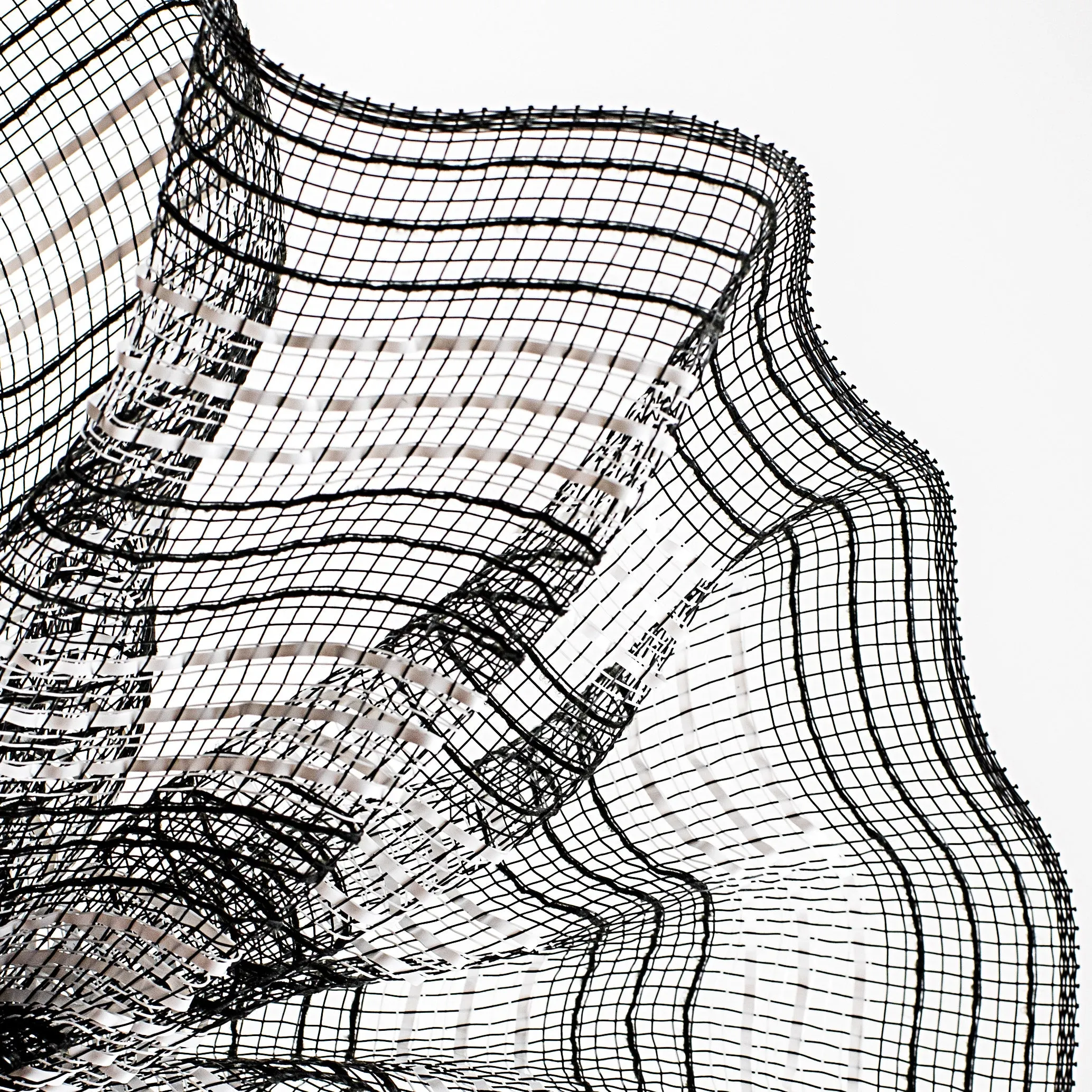 10" Metallic Stripe Fabric Mesh: Black & White