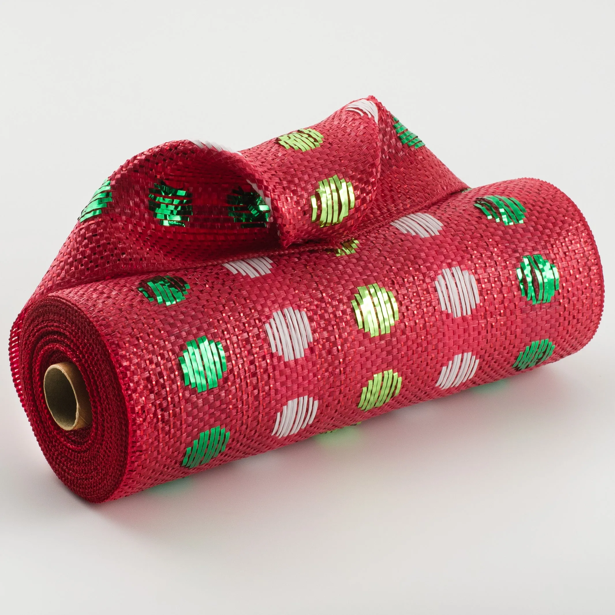 10" Polka Dot Woven Mesh: Red, Green, White