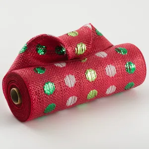 10" Polka Dot Woven Mesh: Red, Green, White
