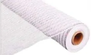 10" White Laser Silver Metallic Deco Poly Mesh RE130141