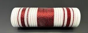 10"X10Y   Red-Iridescent Metallic Multi Stripe Mesh XB241210-01