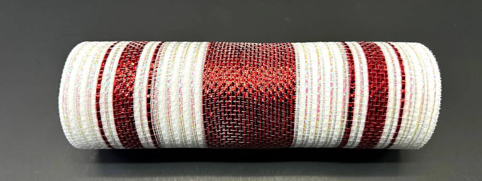 10"X10Y   Red-Iridescent Metallic Multi Stripe Mesh XB241210-01