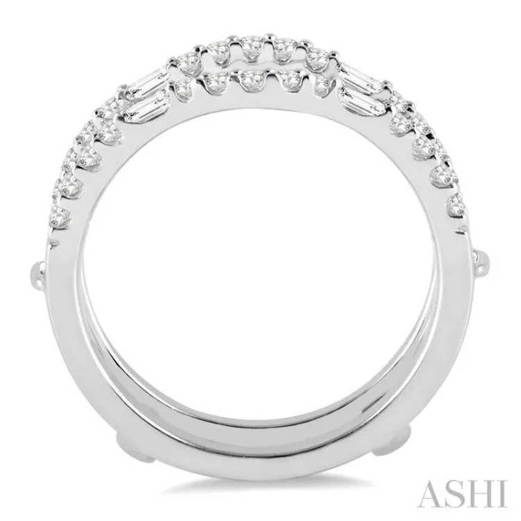 1/2 Ctw Baguette and Round Cut Diamond Insert Ring in 14K White Gold