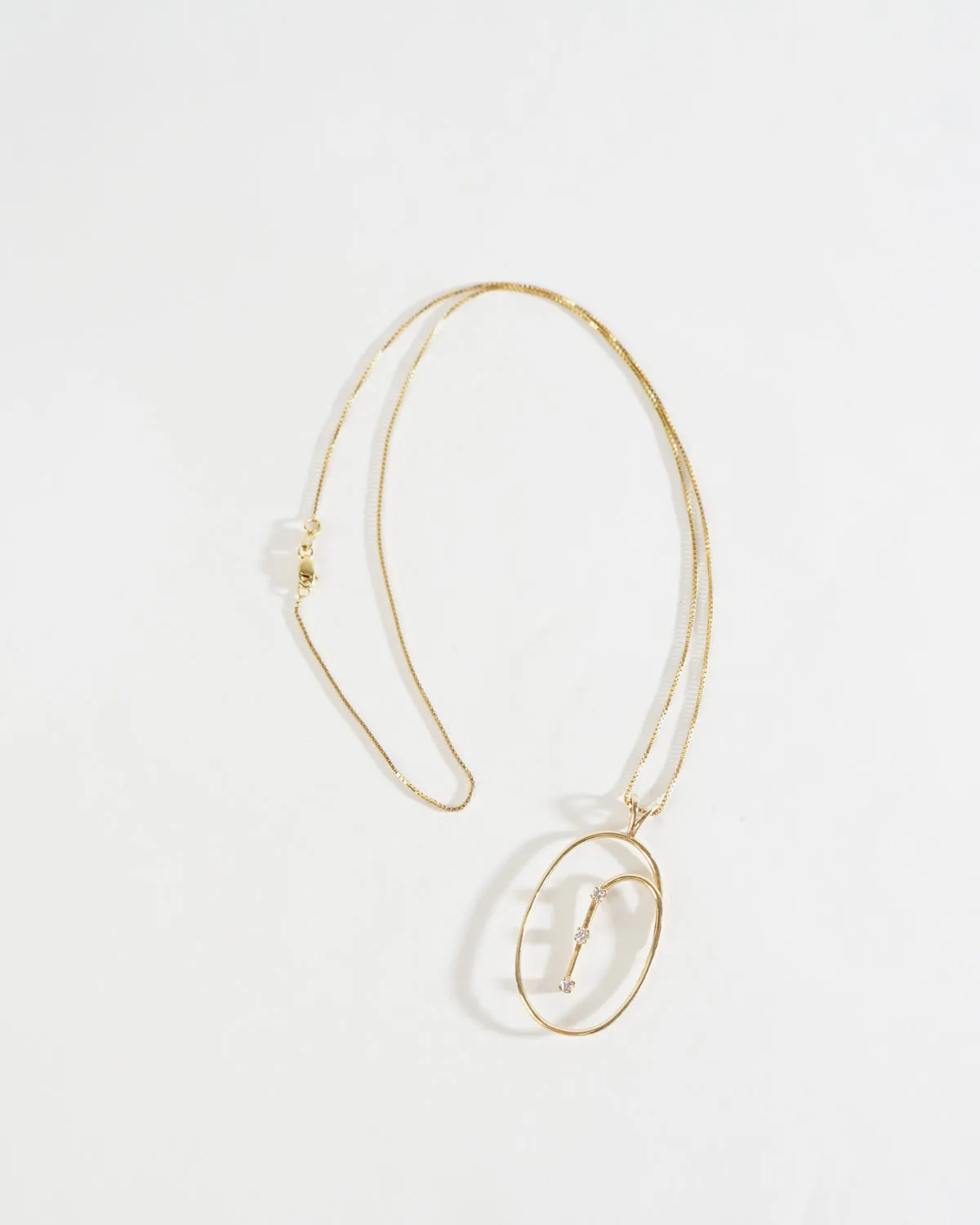 14k Gold Box Chain Necklace w/ 14k x Diamonds Charm