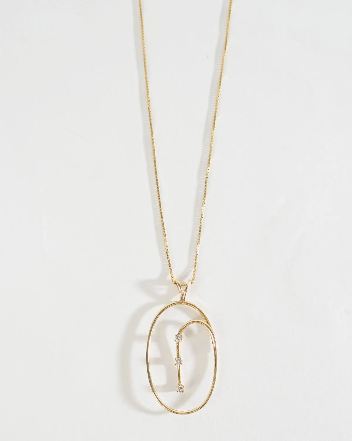 14k Gold Box Chain Necklace w/ 14k x Diamonds Charm