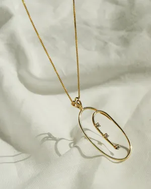 14k Gold Box Chain Necklace w/ 14k x Diamonds Charm