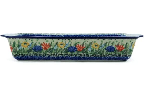 15" Rectangular Baker with Handles - Splendid Blue Bell