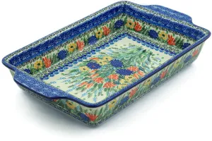 15" Rectangular Baker with Handles - Splendid Blue Bell