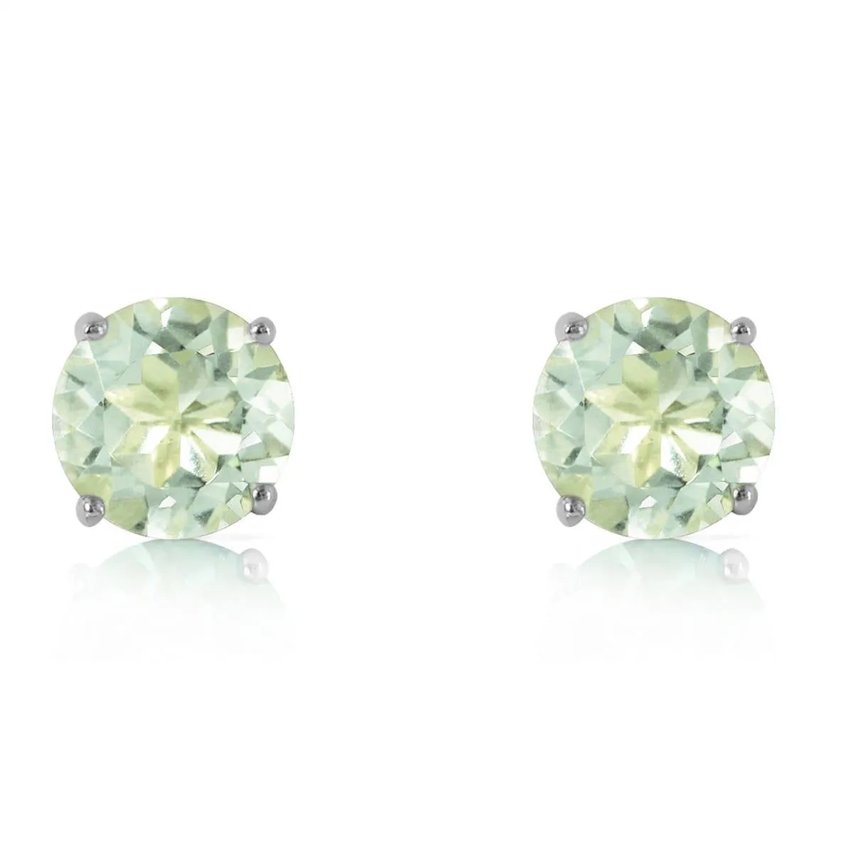 3.1 Carat 14K Solid White Gold Stud Earrings Natural Green Amethyst