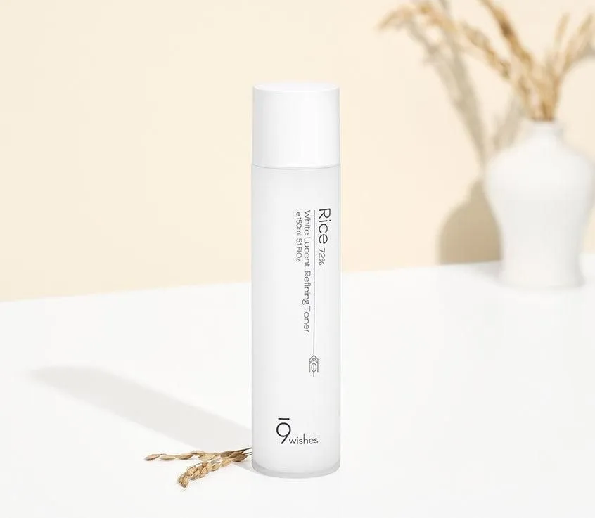 9wishes Rice 72% White Lucent Refining Toner 150ml