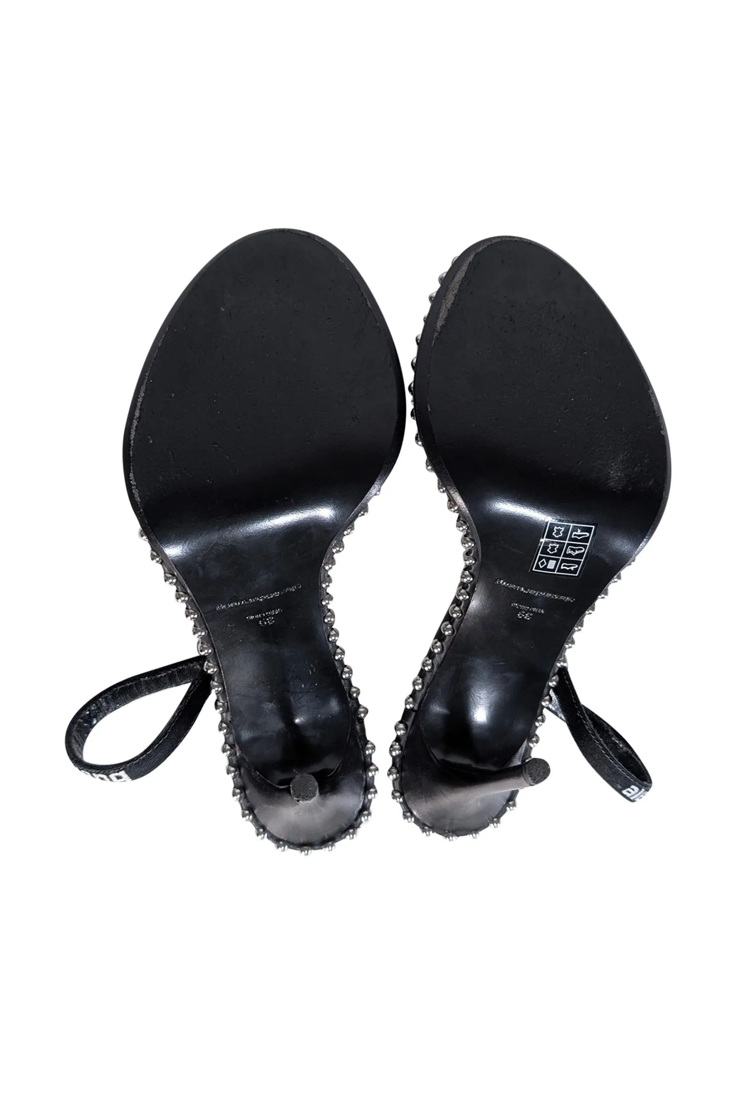 Alexander Wang - Black Studded Trim "Nova" Logo Elastic Open Toe Pumps Sz 9