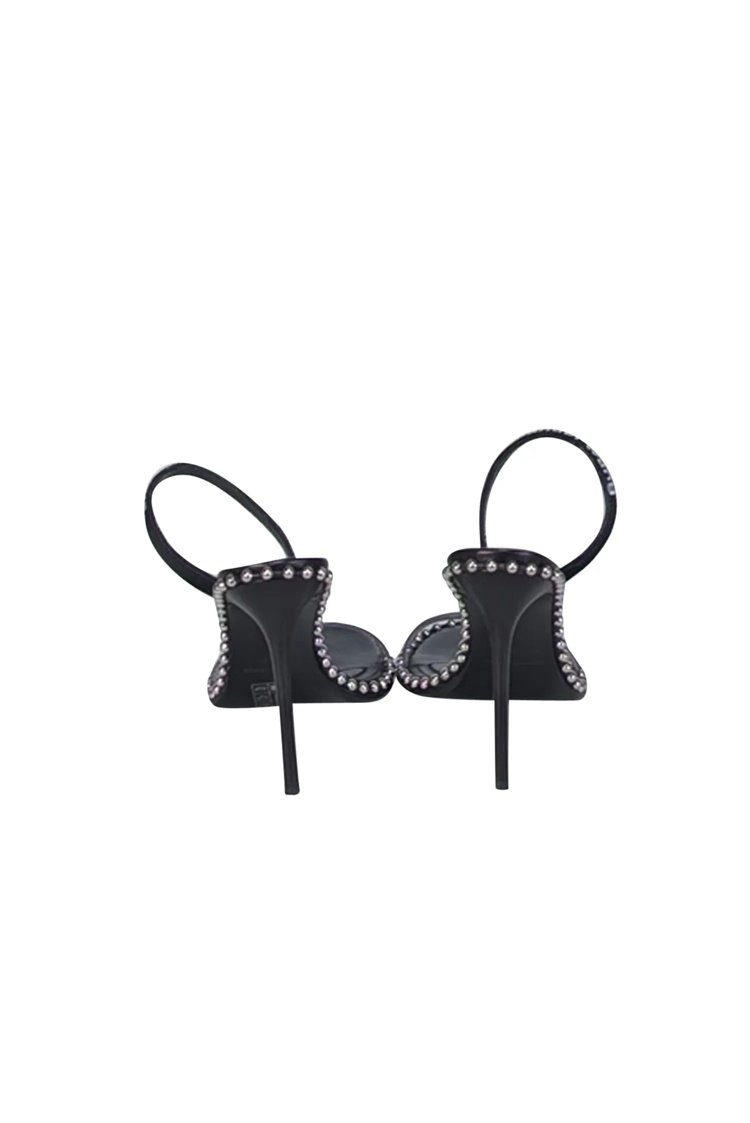 Alexander Wang - Black Studded Trim "Nova" Logo Elastic Open Toe Pumps Sz 9