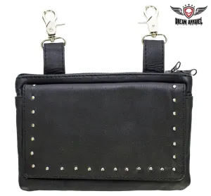 All Naked Cowhide Leather Black Studded Belt Bag