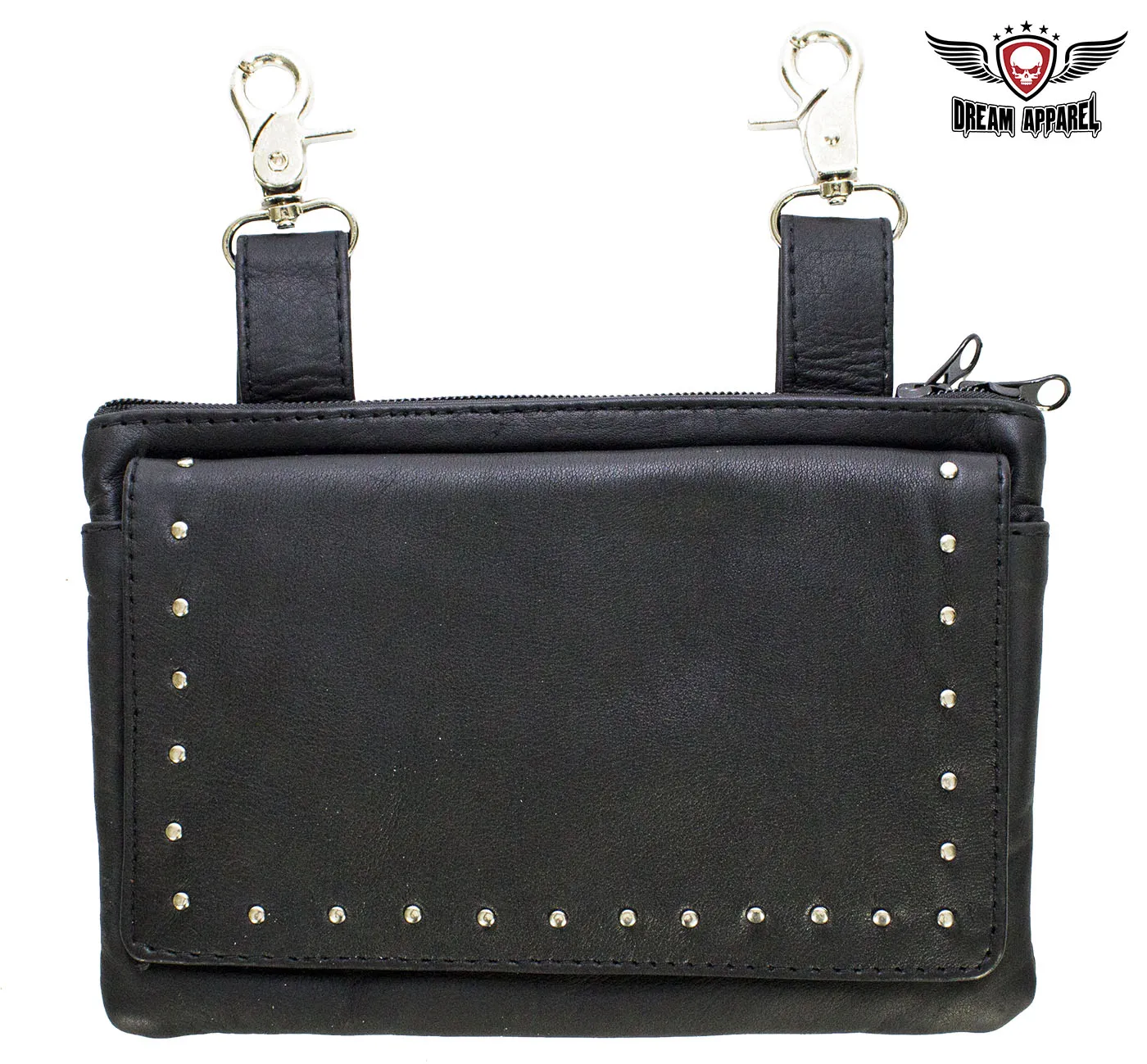All Naked Cowhide Leather Black Studded Belt Bag