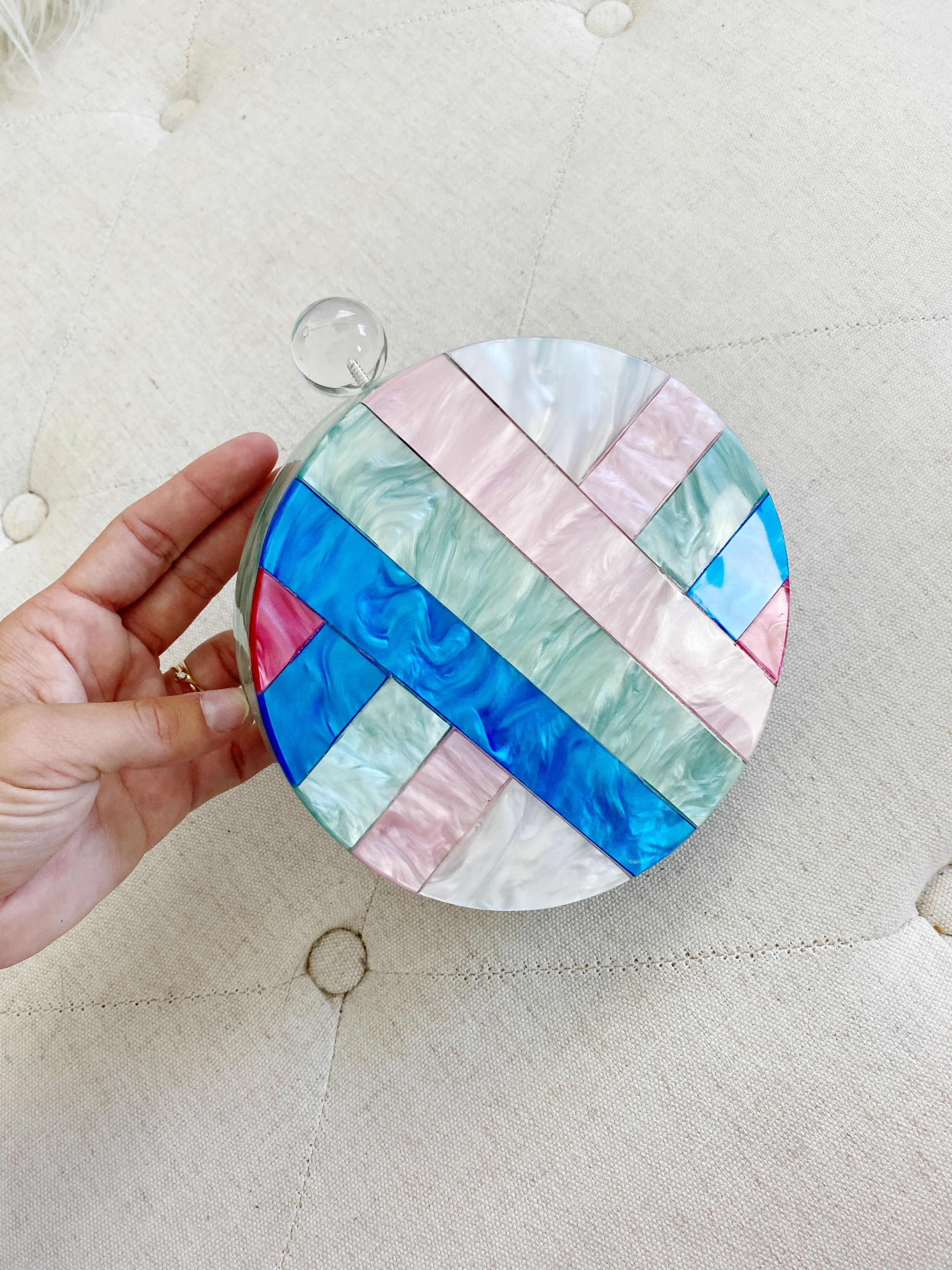 Anthropologie Mosaic hard shell Round Clutch Crossbody