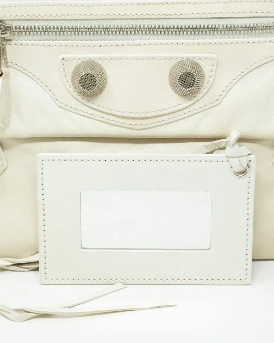 Balenciaga Cream Leather City Motorcross Clutch Bag - AGL1652