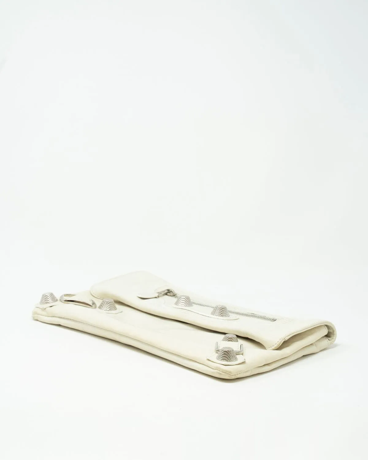 Balenciaga Cream Leather City Motorcross Clutch Bag - AGL1652