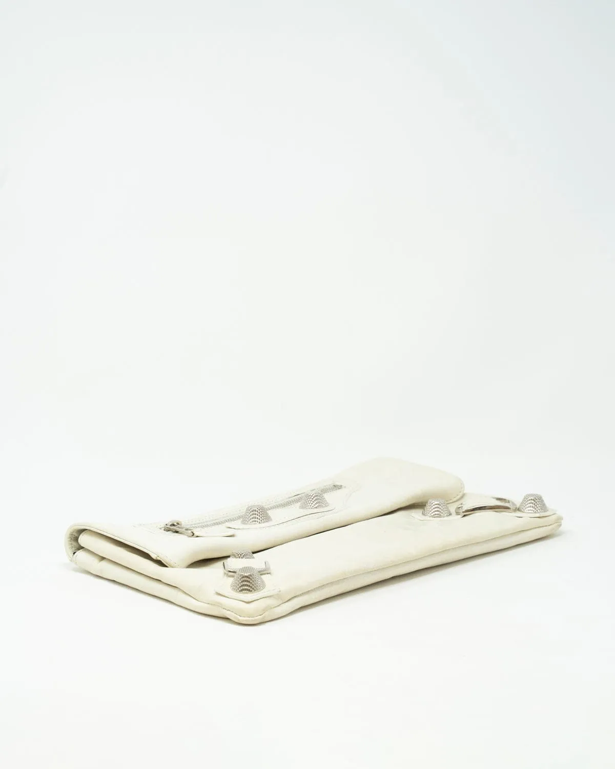 Balenciaga Cream Leather City Motorcross Clutch Bag - AGL1652