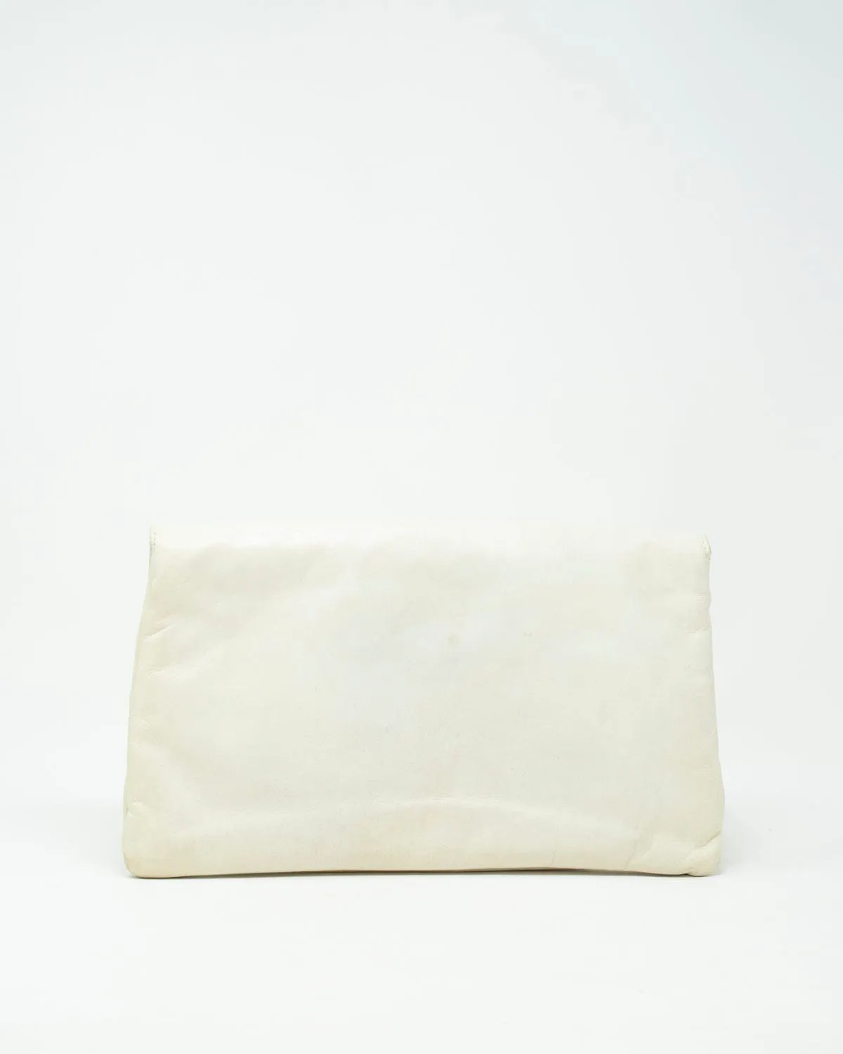Balenciaga Cream Leather City Motorcross Clutch Bag - AGL1652