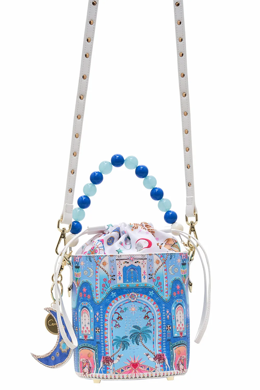 Beaded Handle Bucket Bag