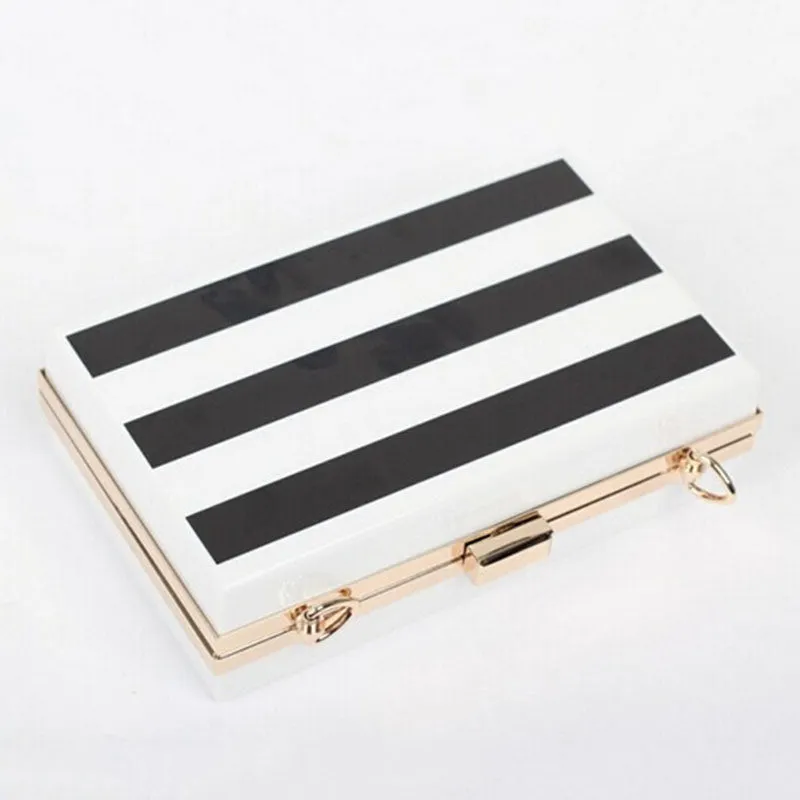 Black & White Stripe Clutch Bag