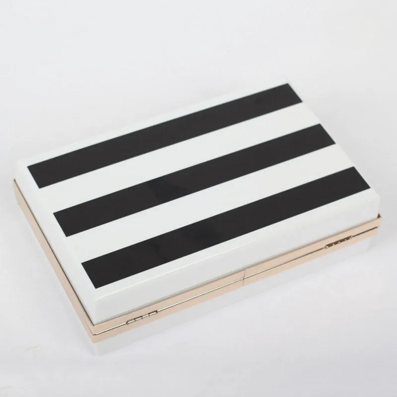 Black & White Stripe Clutch Bag