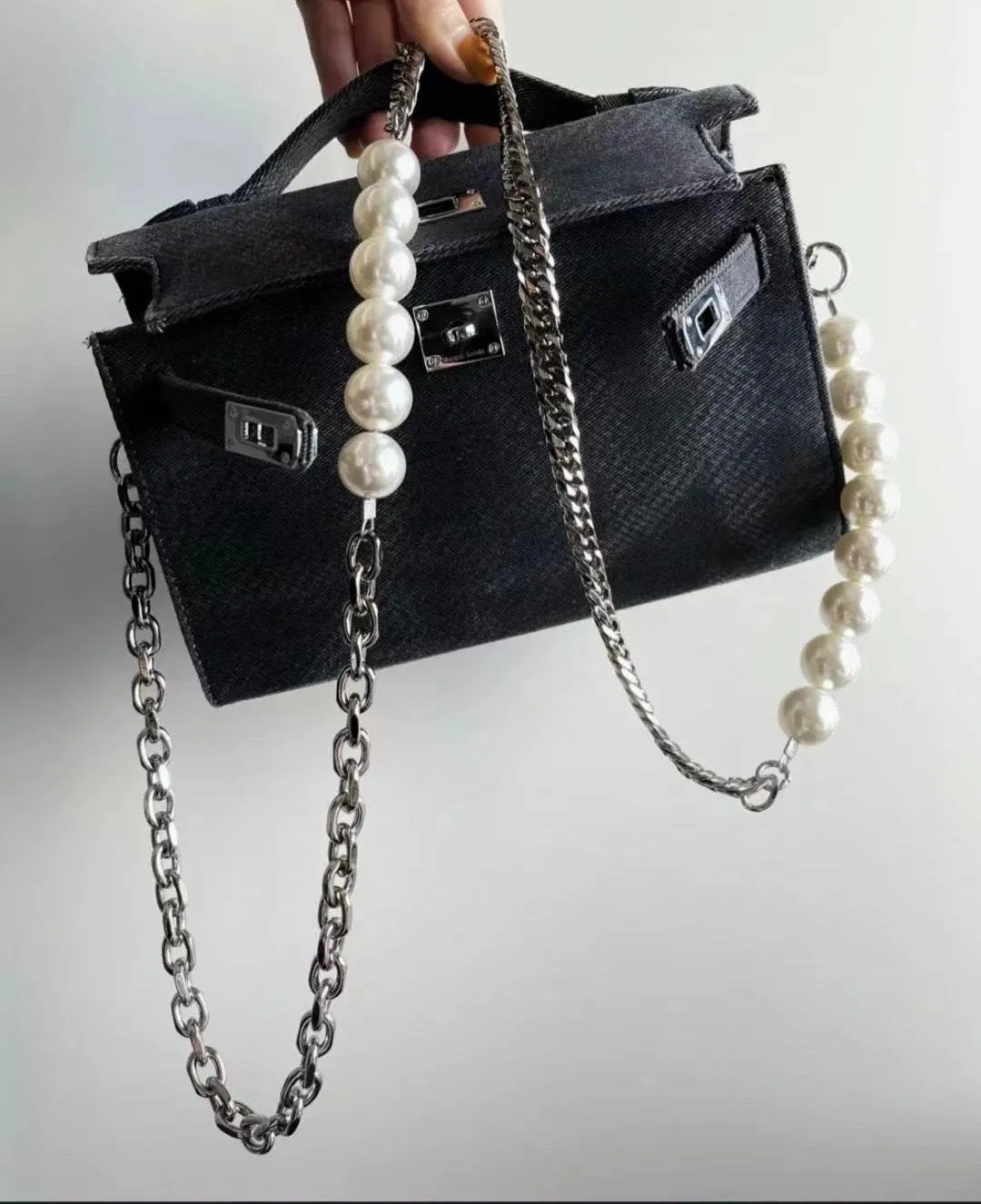 Black Top Handle Bag