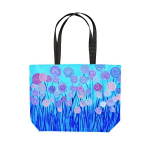 Blue Flowers Canvas Tote