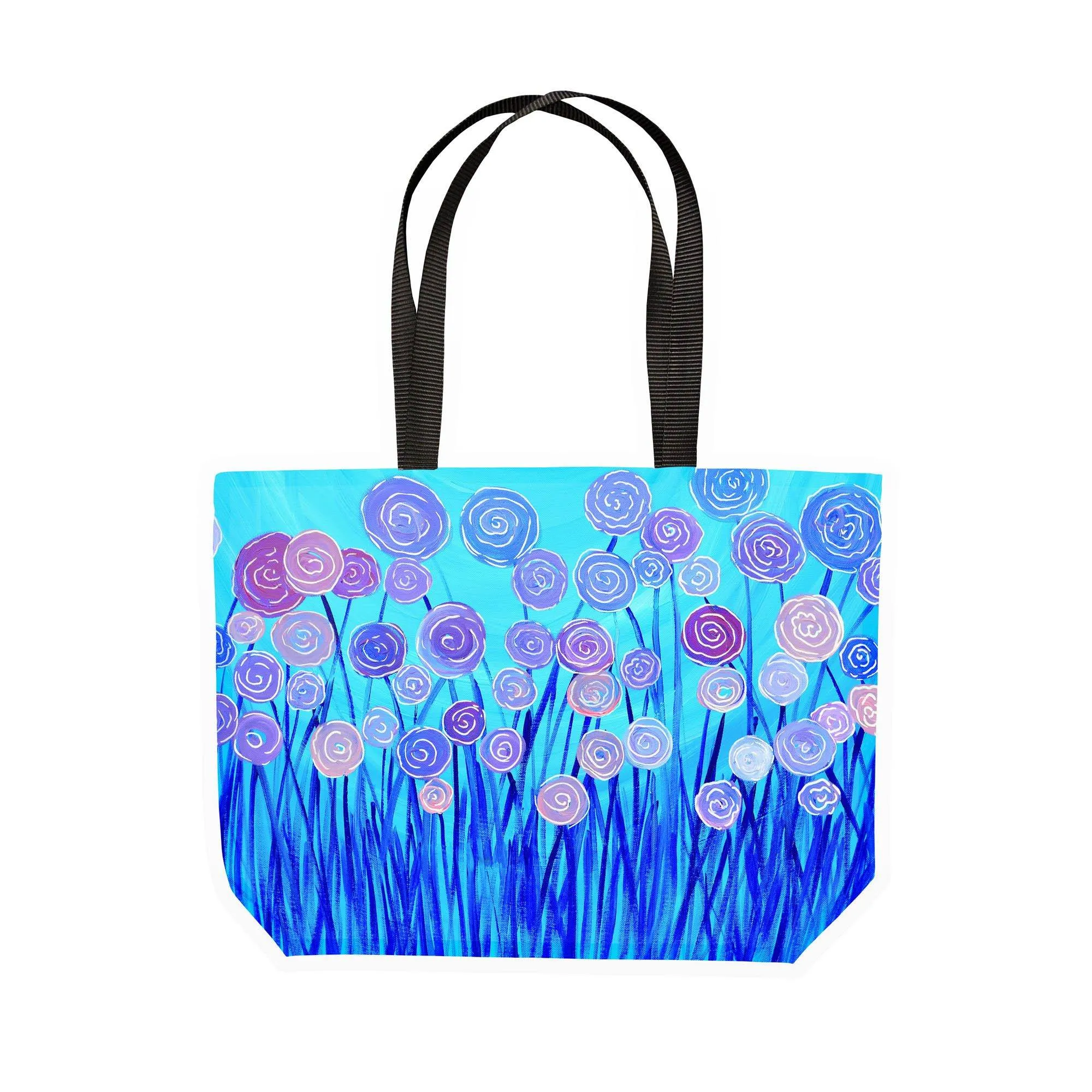 Blue Flowers Canvas Tote