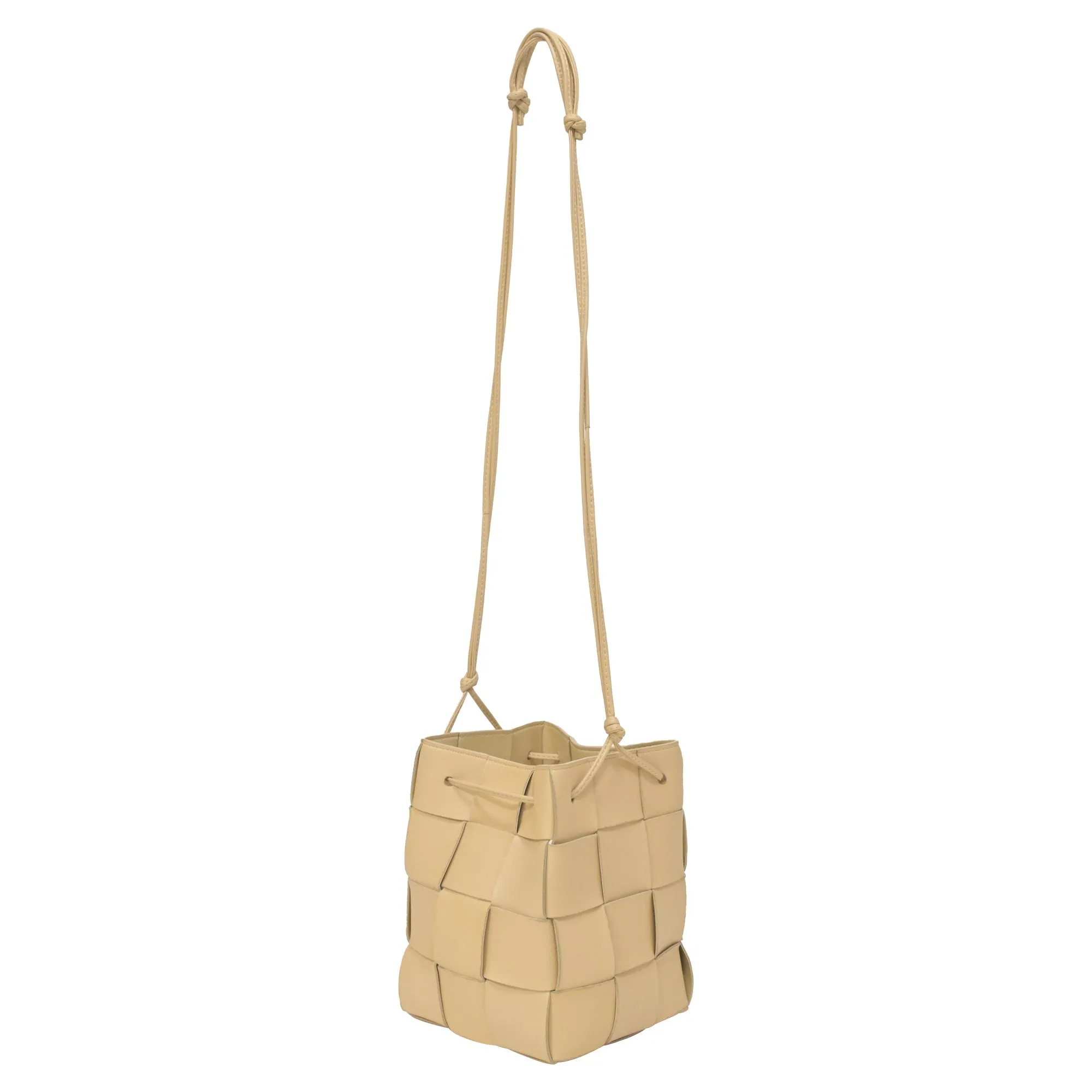 Bottega Veneta Small Cassette Cross Body Bucket Bag in Pastel Yellow Lambskin Leather