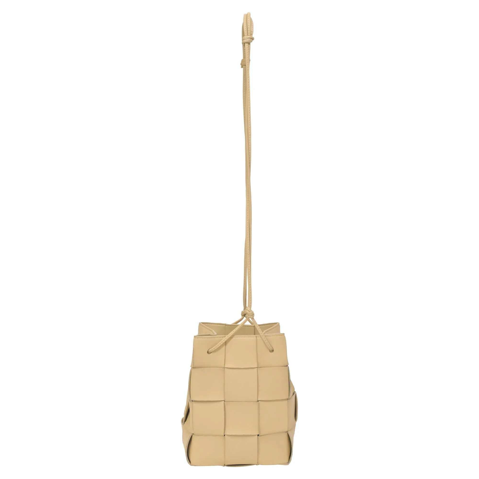 Bottega Veneta Small Cassette Cross Body Bucket Bag in Pastel Yellow Lambskin Leather