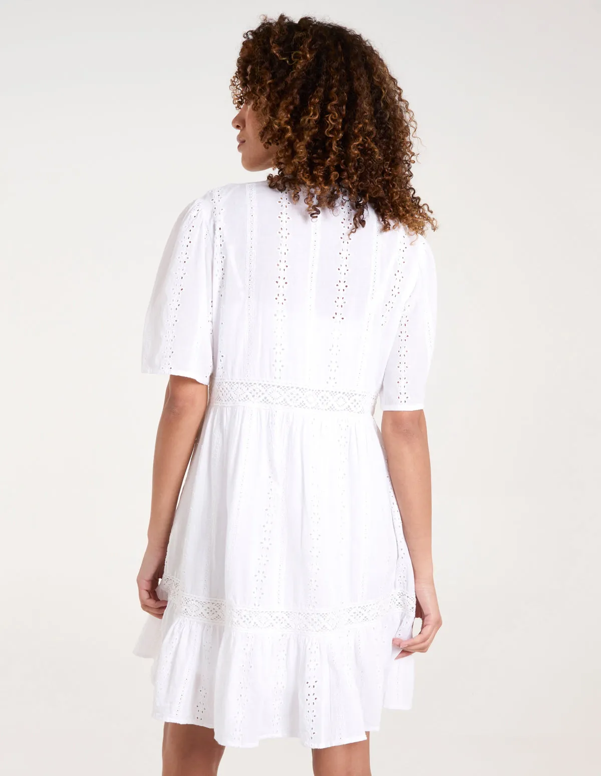 Broderie Tiered Mini Dress