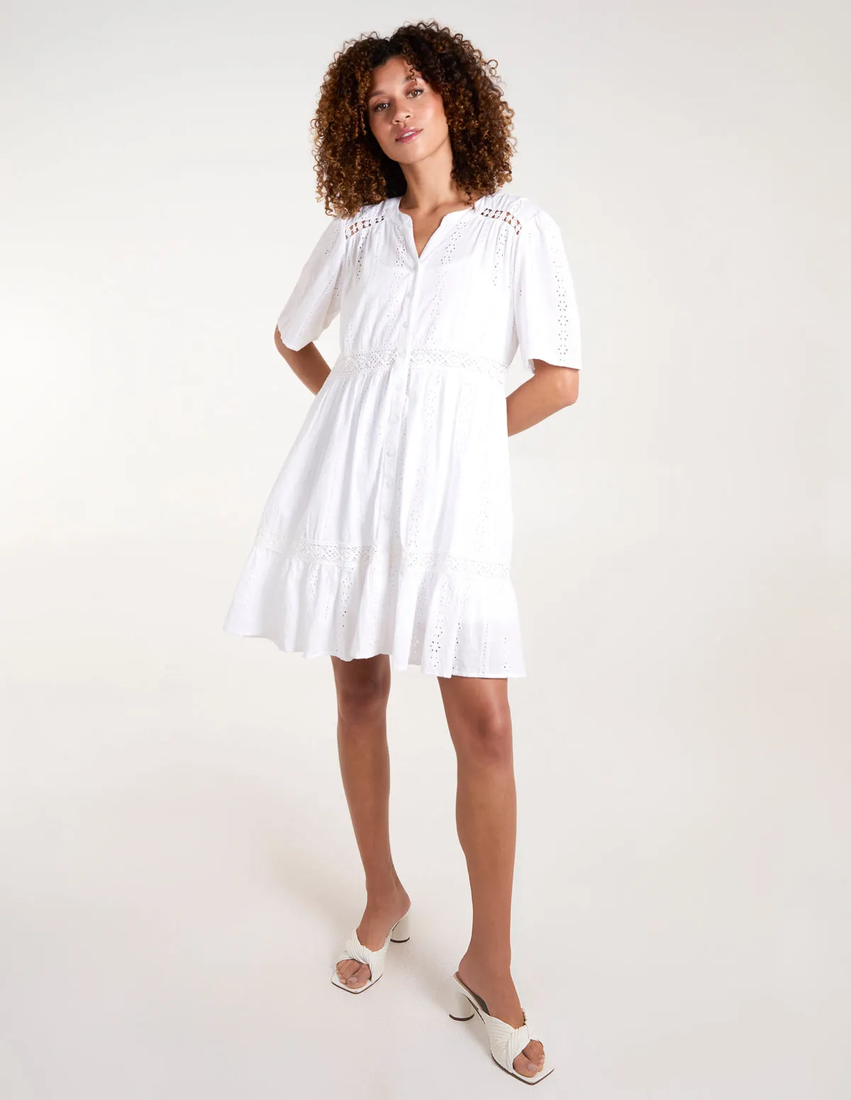 Broderie Tiered Mini Dress