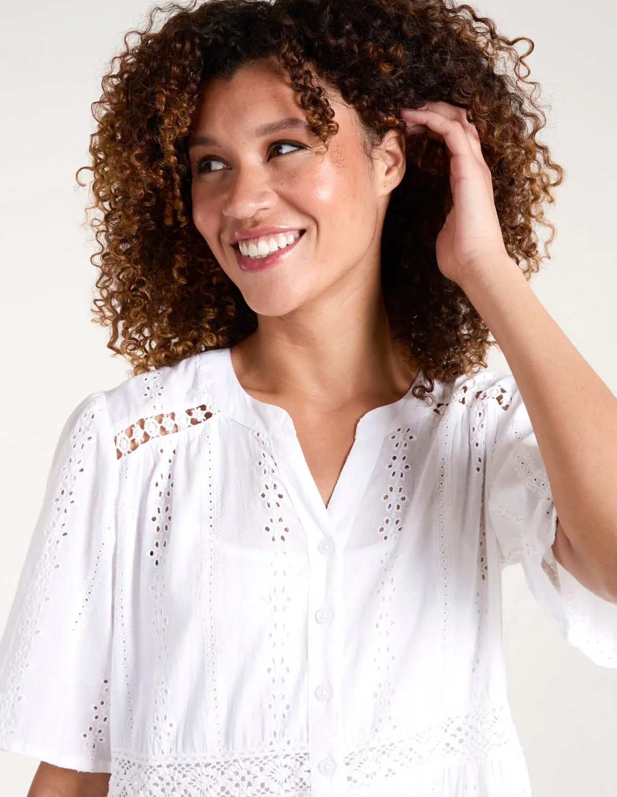 Broderie Tiered Mini Dress