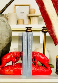 Bronze 1920s Charging Red Elephants Bookends