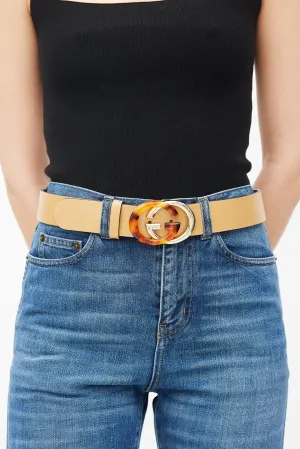 Brown & Gold Leather Logo Belt