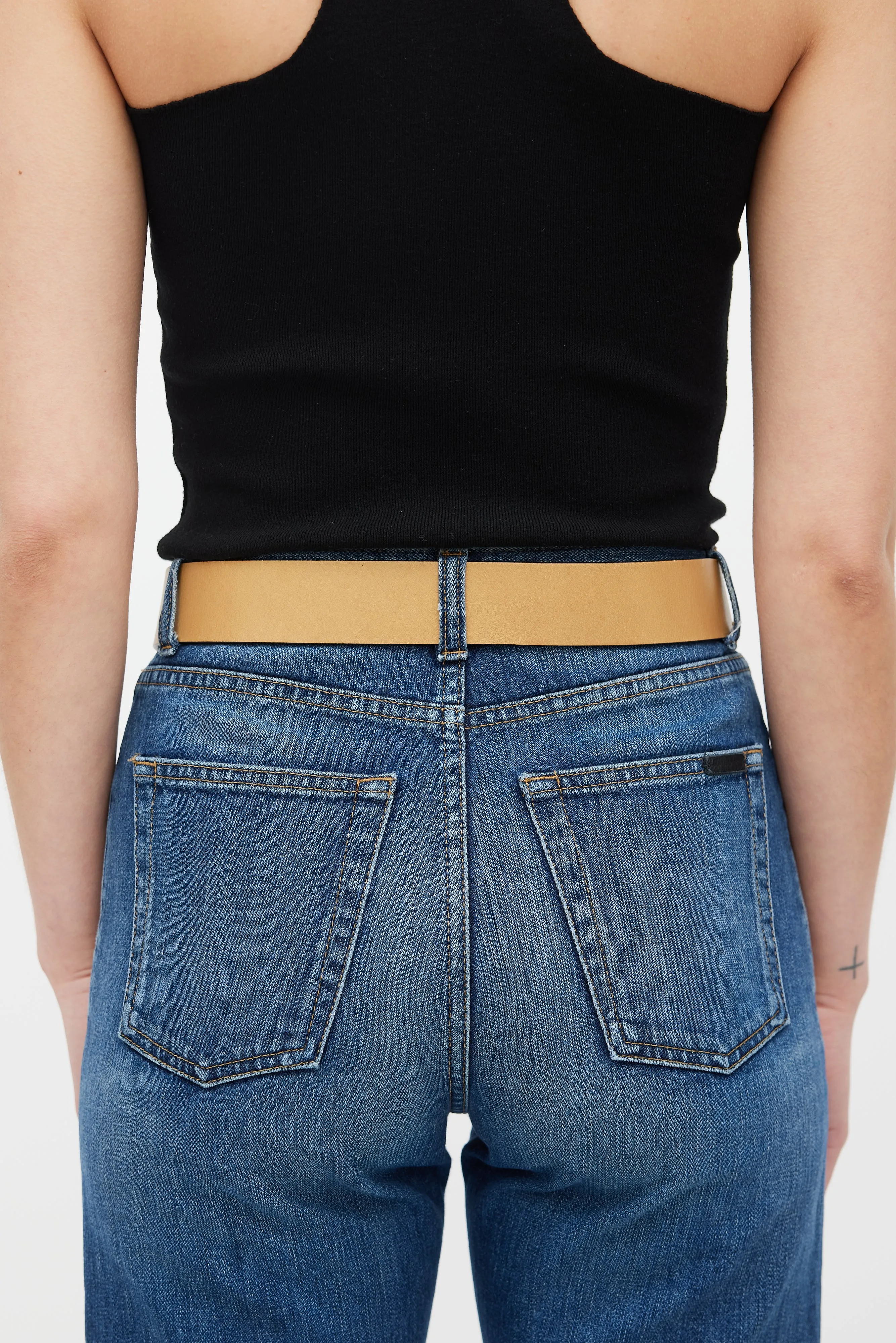 Brown & Gold Leather Logo Belt