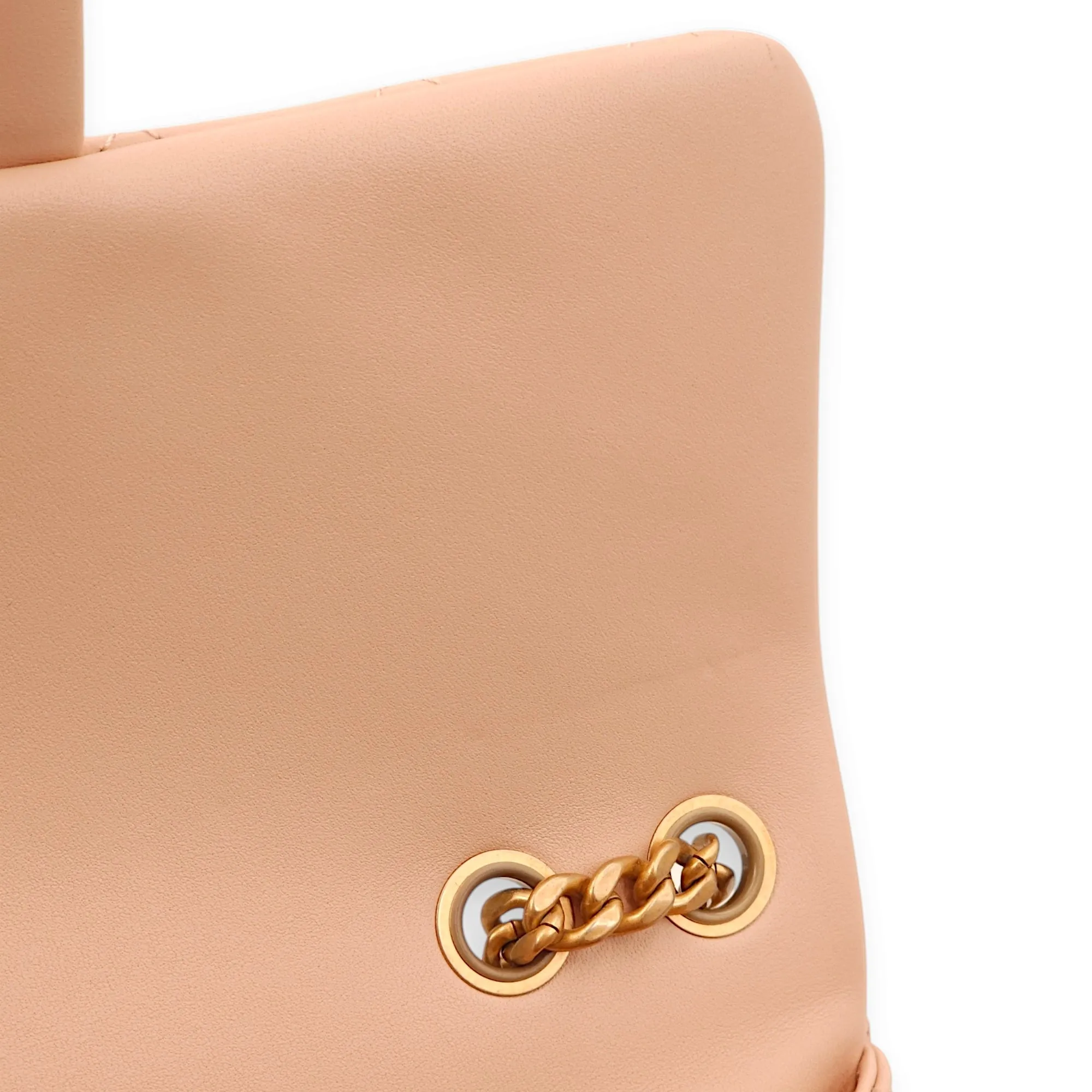 Camellia Crush Rectangle Flap Pink Shoulder Bag in Lambskin, Gold hardware
