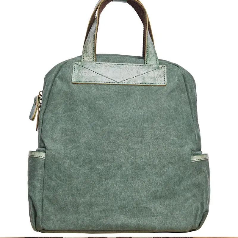 Canvas Green Mens Cool Backpack Canvas Travel Bag Canvas Handbag for Men