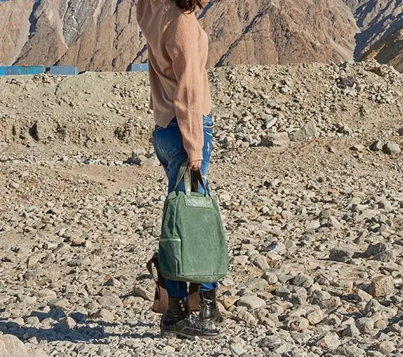 Canvas Green Mens Cool Backpack Canvas Travel Bag Canvas Handbag for Men